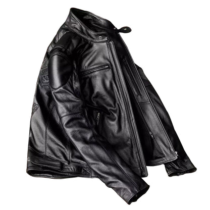 Mens Cowhide Jacket Man Stand Collar Motorcycle Genuine Leather Jacket