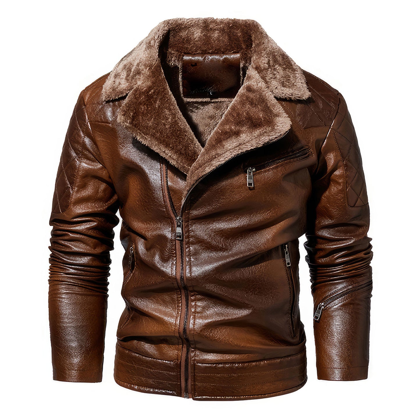 Men Moto & Biker Jacket Coat Mens Vintage Outwear Fleece Genuine Leather Jackets