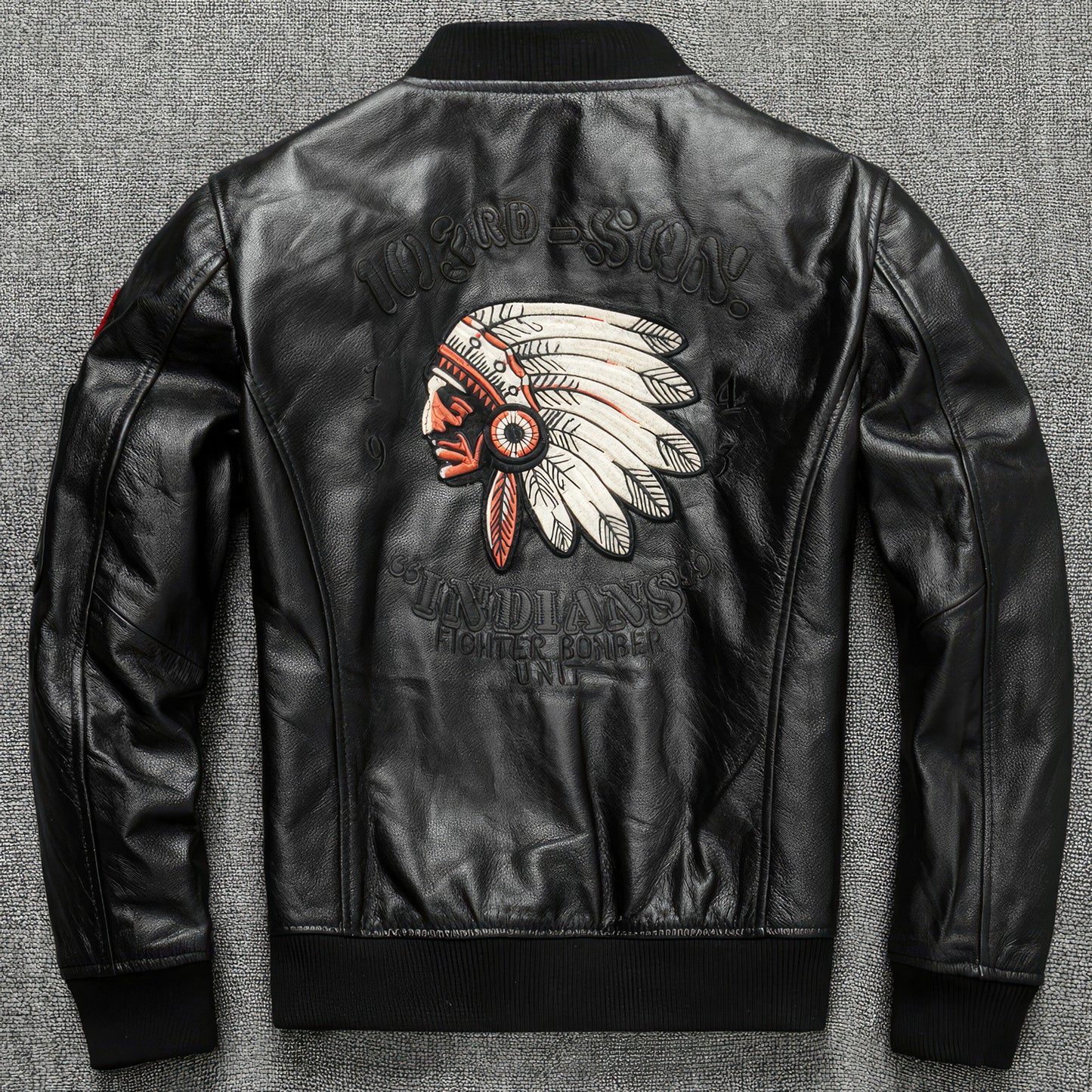 Mens Baseball Men Corium Flight Jacket Indian Embroidery Coat Top Layer Cowhide Genuine Leather Jackets