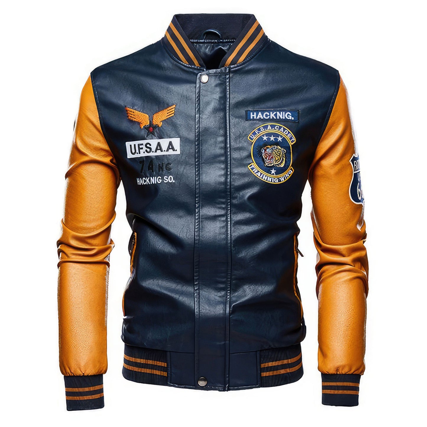 Men Varsity Moto Leather Jackets Slim Fit Coats Jackets Men Autumn Genuine Leather Jackets