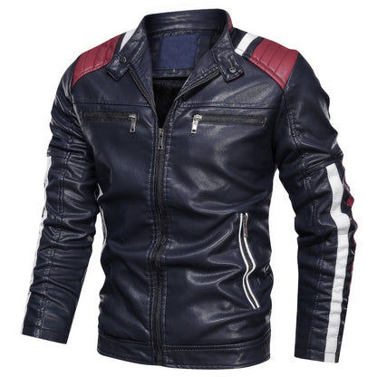 Mens Leather Jacket Motorcycle Contact Color Coats Autumn And Winter Outwearing Biker Faux and Genuine Leather Jackets