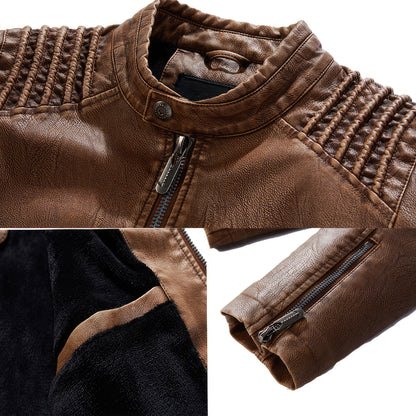 Men's Leather Jacket Motorcycle Biker Leather Coats Male Outerwear Fashion Warm Thicken Wool Liner Genuine Leather Jackets