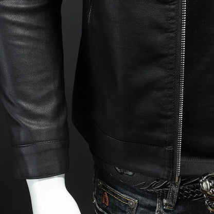 Mens Standing Collar Jacket Leather Motorcycle Jacket Men Bomber Leather Coat Leather Jackets For Men