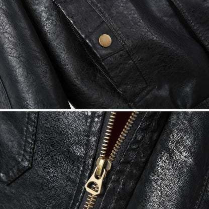 Men's Leather Jackets Spring Autumn Casual Loose Men Motorcycle Leather Coat Men Windproof Zipper Genuine Leather Jackets