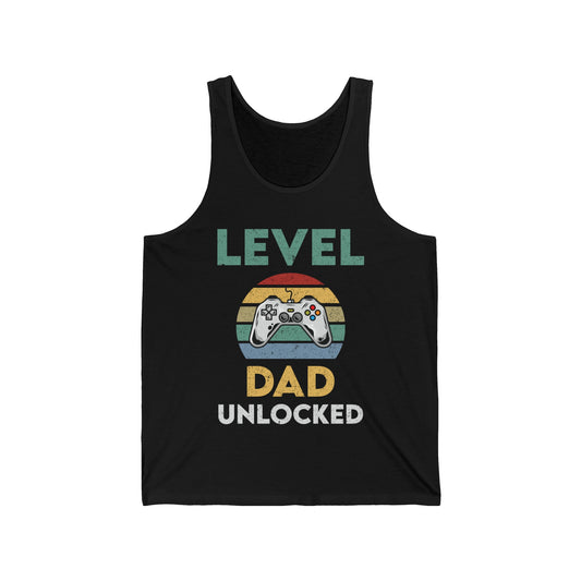 Funny Level Dad Unlocked Soon Dad To Be Fathers Day Gamer Gaming Tank Tops For Men