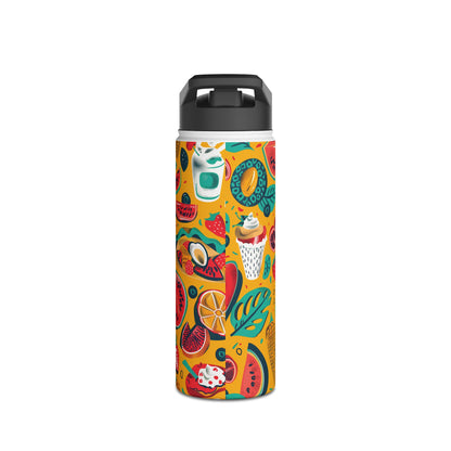 Food Paradise vibrant Colored Pattern Stainless Steel Water Bottle with Twist-on Lid and Double-Wall Vacuum Insulation