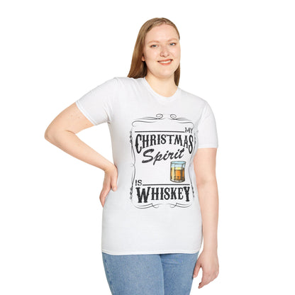 Funny Whiskey Is My Christmas Spirit Xmas Drinking Vintage T-Shirt