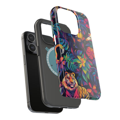 Animal Collage Vibrant Pattern iPhone 13 14 15 Pro Max Plus Case Compatible with MagSafe Tough Cases Protection, Magnetic Phone Case for iPhone  Classic Series