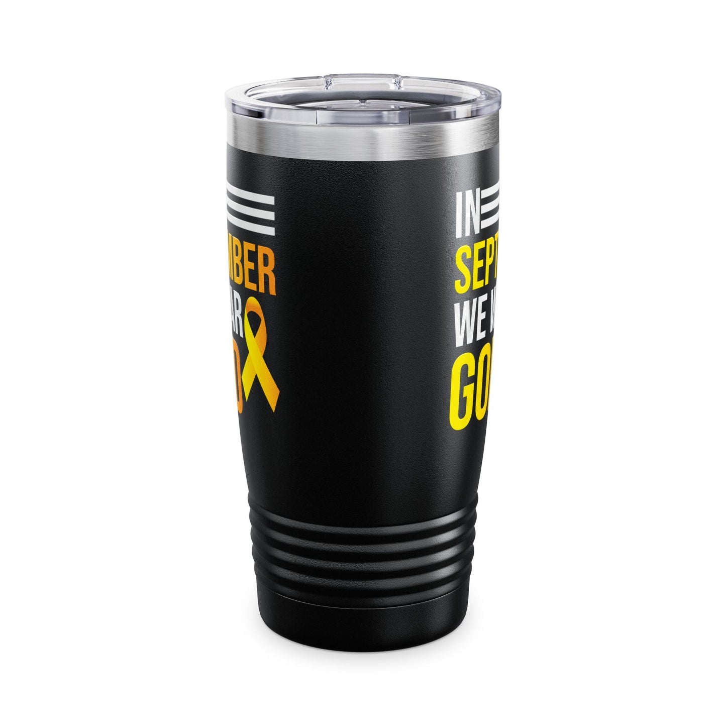 In September We Wear Gold Childhood Cancer Awareness Mug for Men Women Tumbler