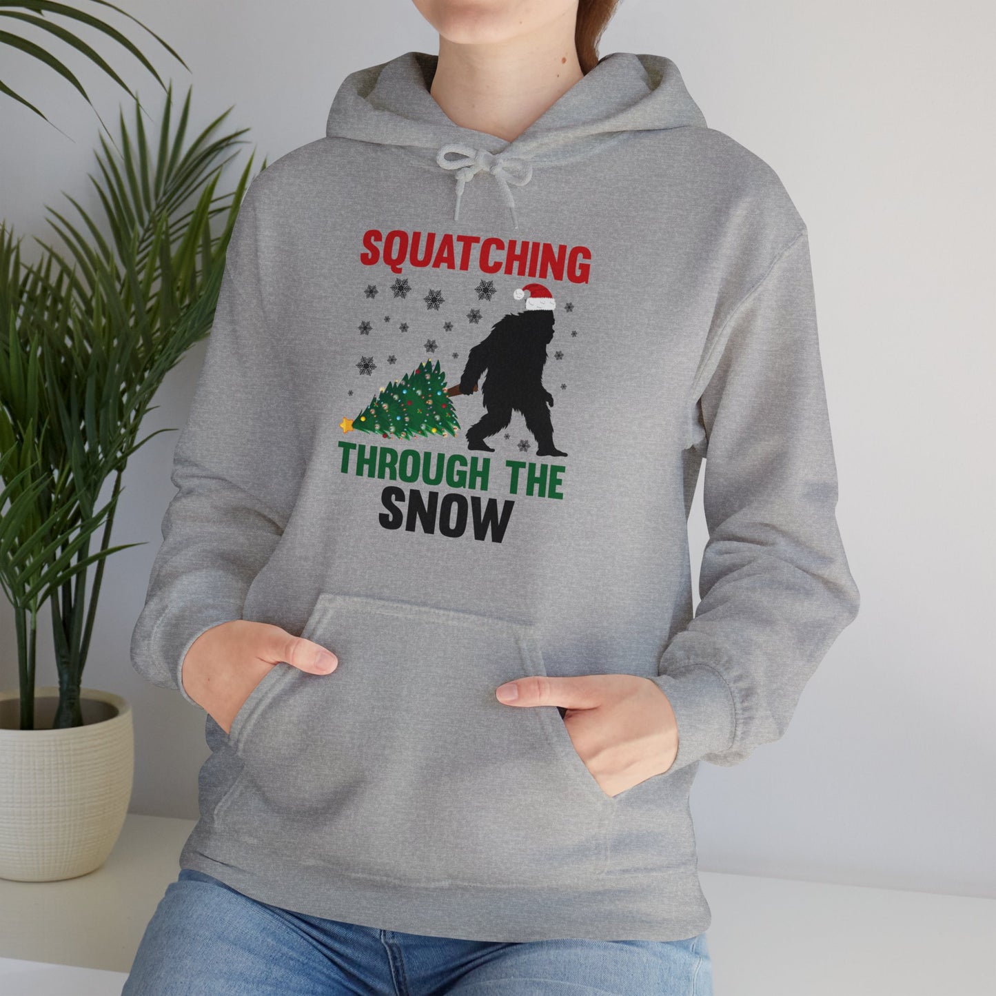 Squatching Through The Snow Funny Bigfoot Christmas Sasquatch Hoodie