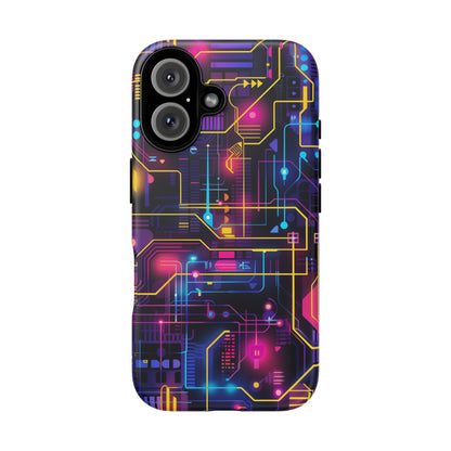 Cyberpunk Neon Vibrant Pattern iPhone 13 14 15 16 Pro Max Plus Case Wireless Charging Compatible Tough Cases Protection, Magnetic Phone Case for iPhone Classic Series