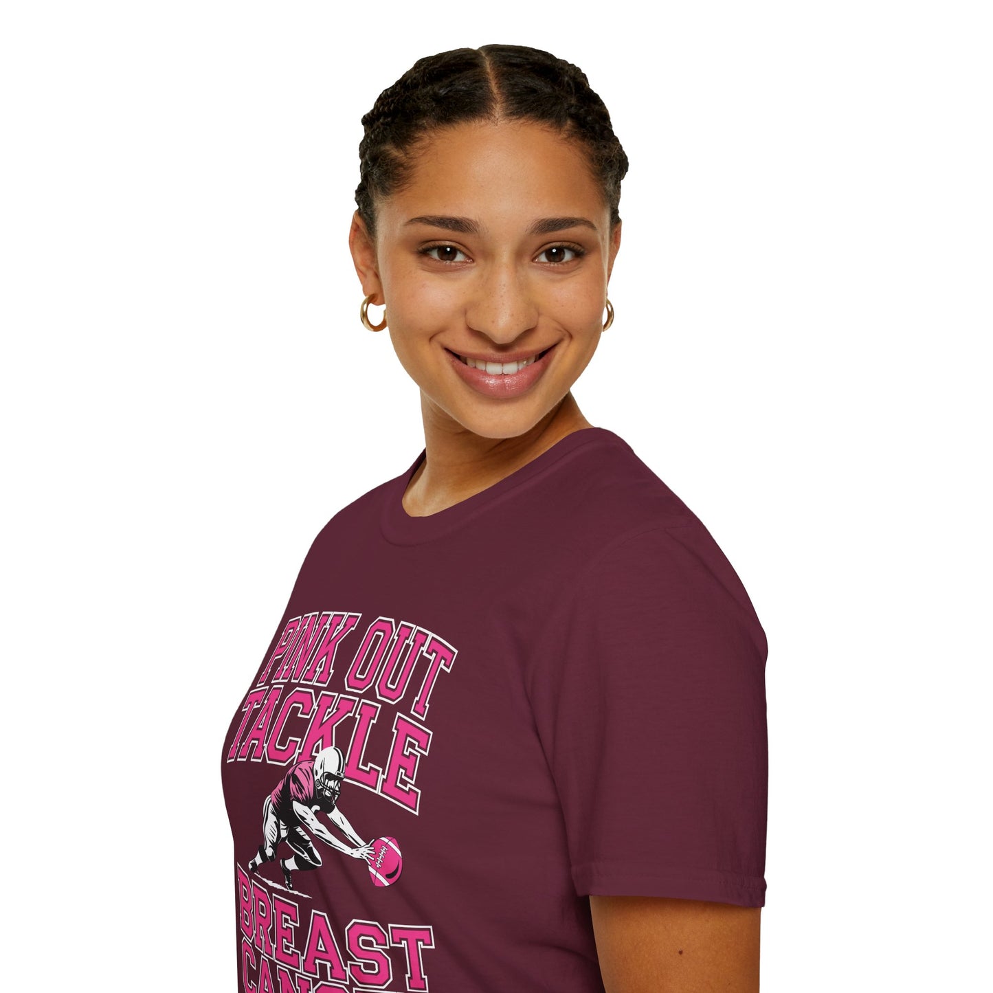 Funny Pink Out Tackle Breast Cancer Awareness American Football T-Shirt For Men Women