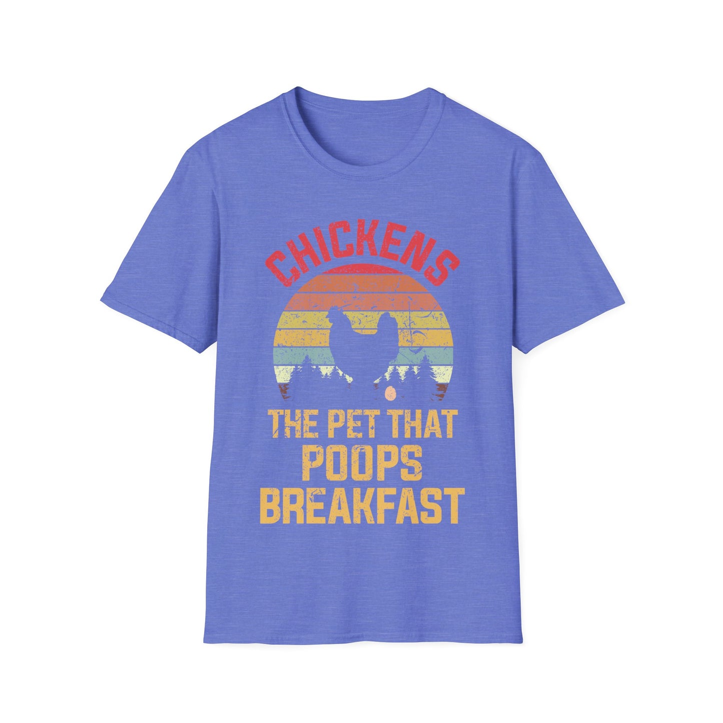 Funny Chickens The Pet That Poops Breakfast Vintage Farm T-Shirt Men Women