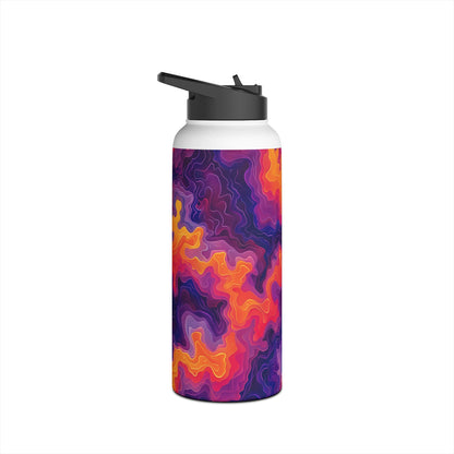 Electric Sunrise Pattern Stainless Steel Water Bottle with Twist-on Lid and Double-Wall Vacuum Insulation