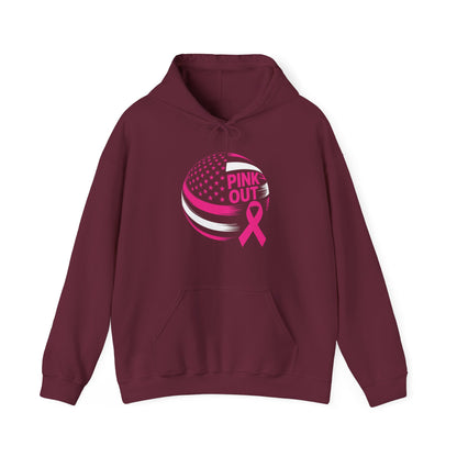 Volley Ball Pink Ribbon Breast Cancer Awearness USA Flag Hoodies For Men Women