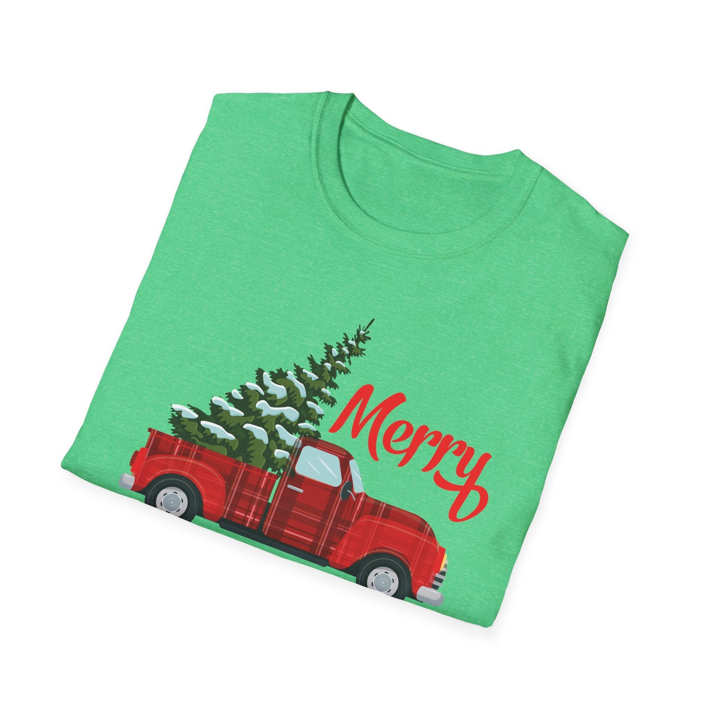 Merry Christmas Buffalo Plaid Red Truck Tree Xmas T-Shirt Men Women
