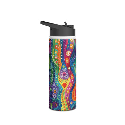 Abstract Rainbow Doodle Pattern Stainless Steel Water Bottle with Twist-on Lid and Double-Wall Vacuum Insulation