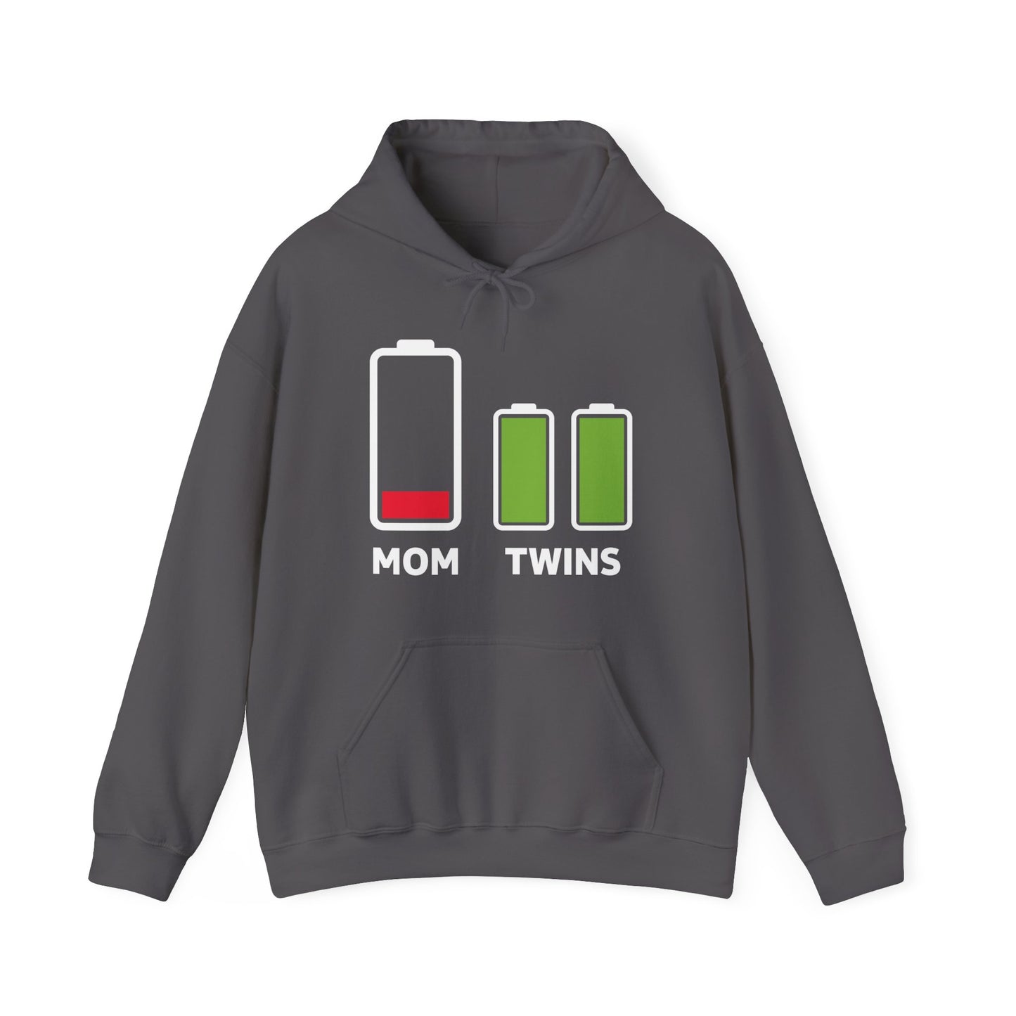 Funny Twin Mother Low Battery Tired Mom Of Twins Hoodie