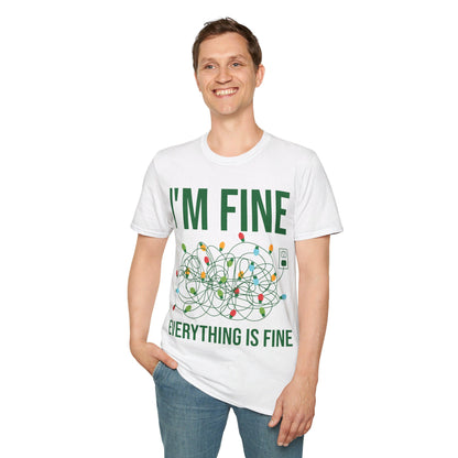 Funny I'm Fine Everything Is Fine Christmas Lights Xmas T-Shirt Men Women