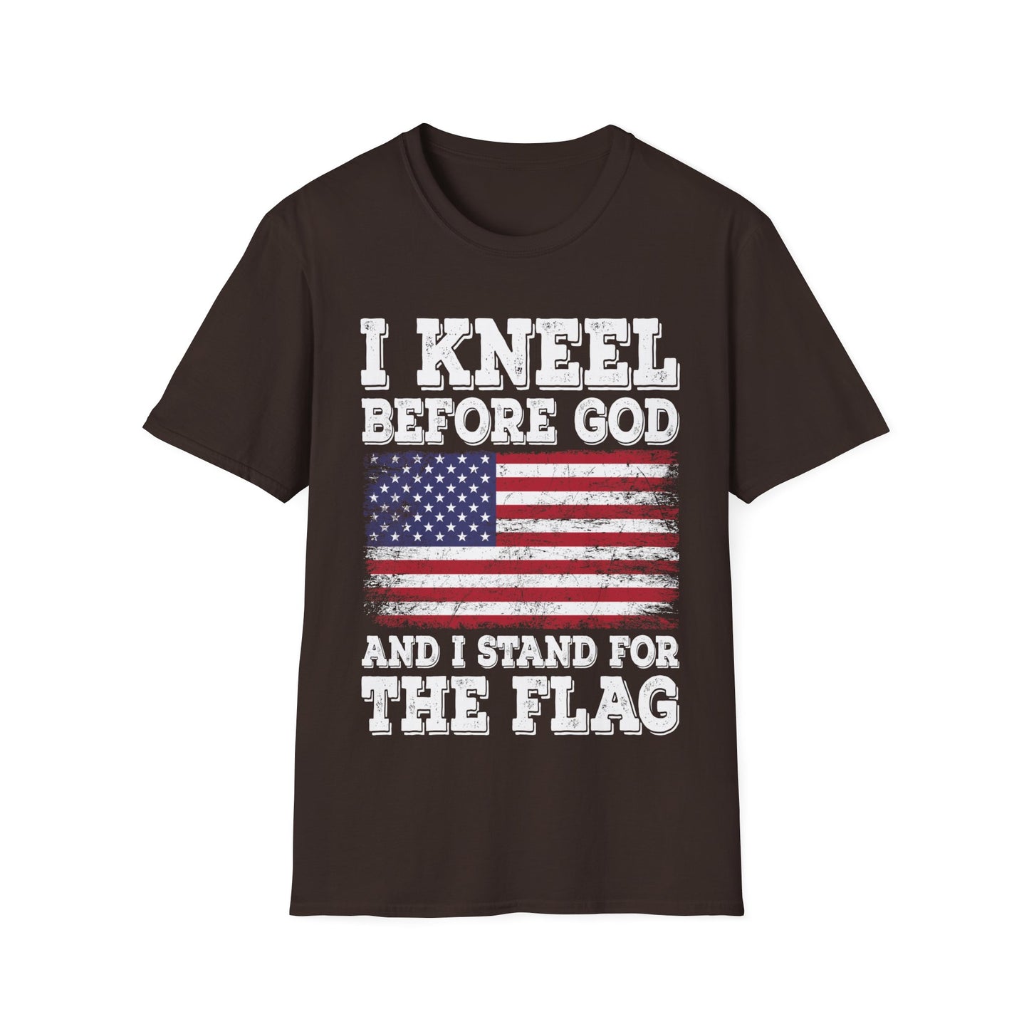 I Kneel Before God And I Stand For The Flag USA United States Flag T-Shirt