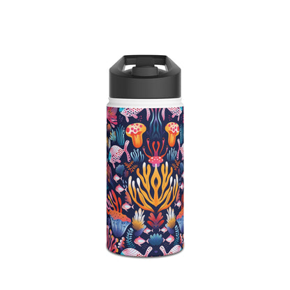 Underwater World Pattern Stainless Steel Water Bottle with Twist-on Lid and Double-Wall Vacuum Insulation