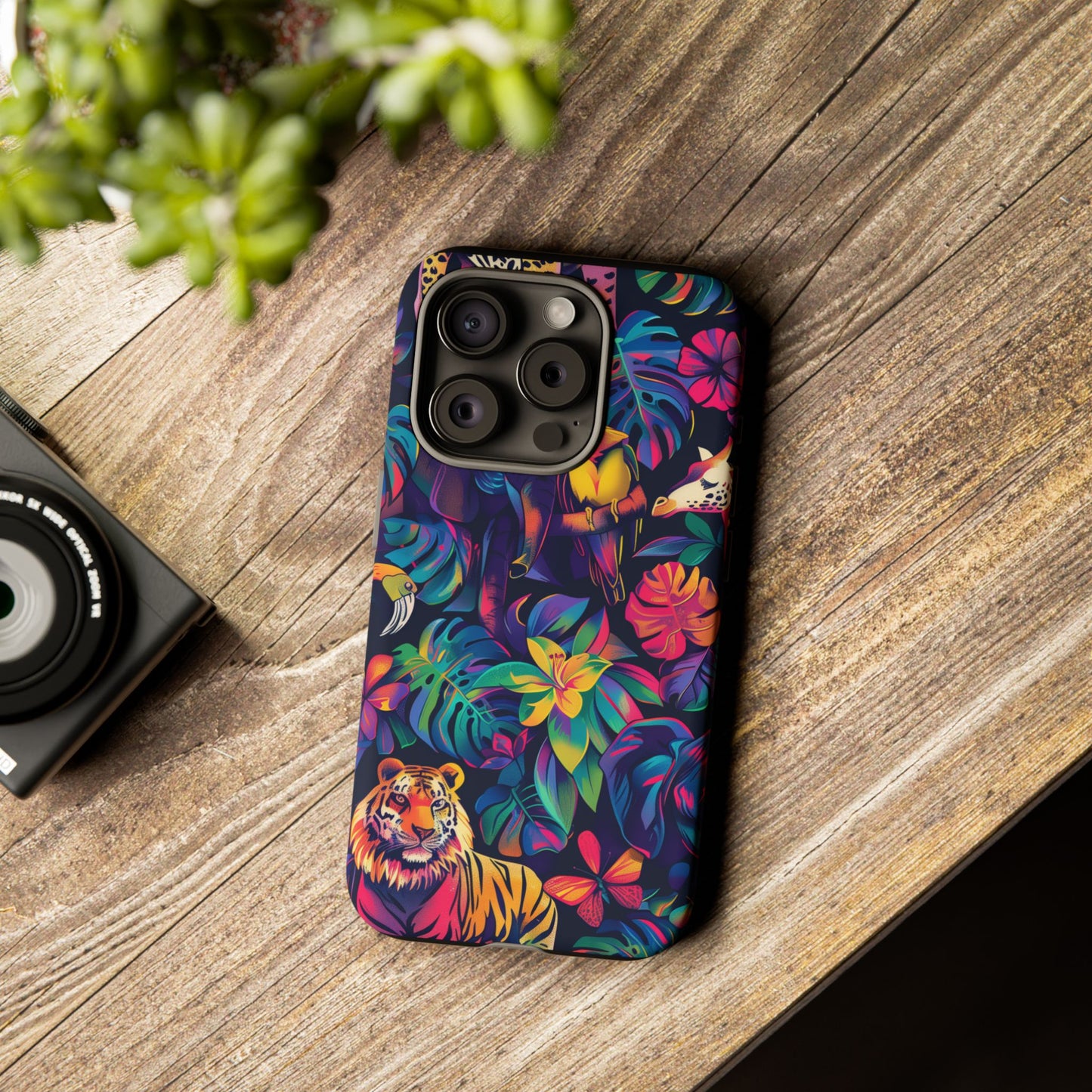 Animal Collage Vibrant Pattern iPhone 13 14 15 16 Pro Max Plus Case Wireless Charging Compatible Tough Cases Protection, Magnetic Phone Case for iPhone Classic Series