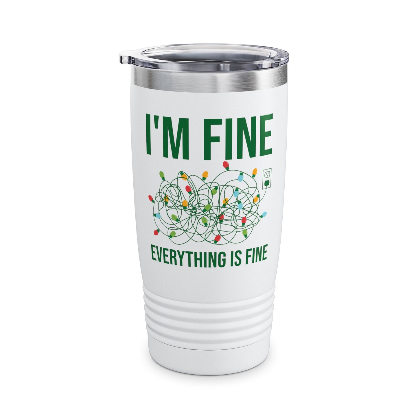 Funny I'm Fine Everything Is Fine Christmas Lights Xmas Tumbler Men Women