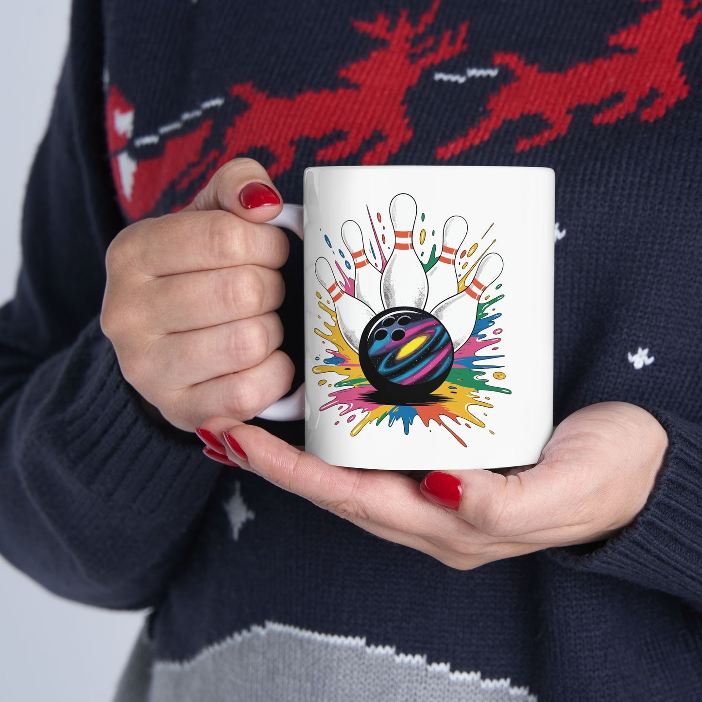 Bowling Game Day Colorful Bowling Paint Splatter Splash Coffee Mug For Men Women