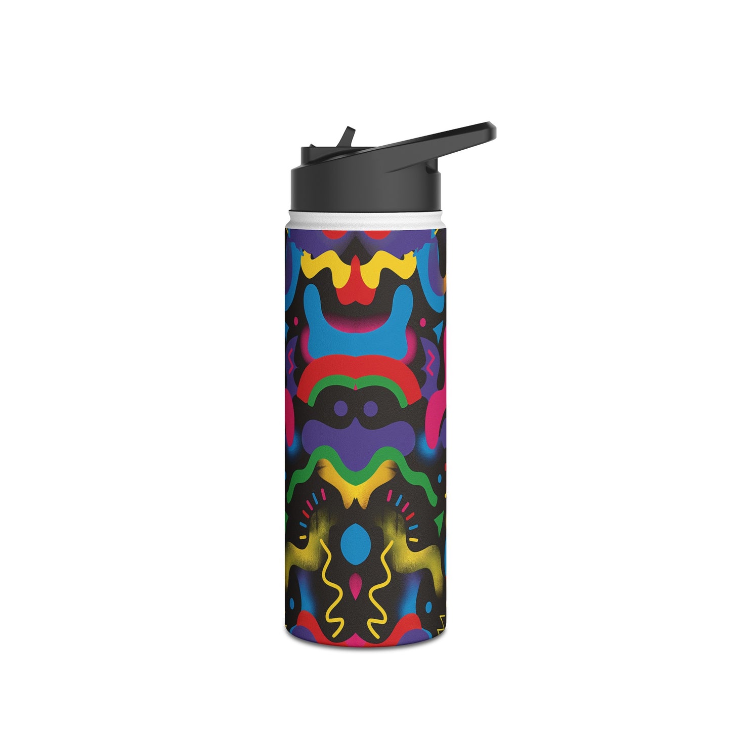 Pop Culture Fun Vibrant Pattern Stainless Steel Water Bottle with Twist-on Lid and Double-Wall Vacuum Insulation