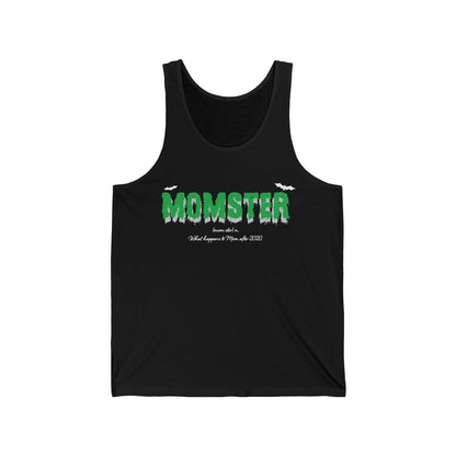 Womens Momster Broomstick Funny Halloween Party Mom Mothers Day Tank Tops