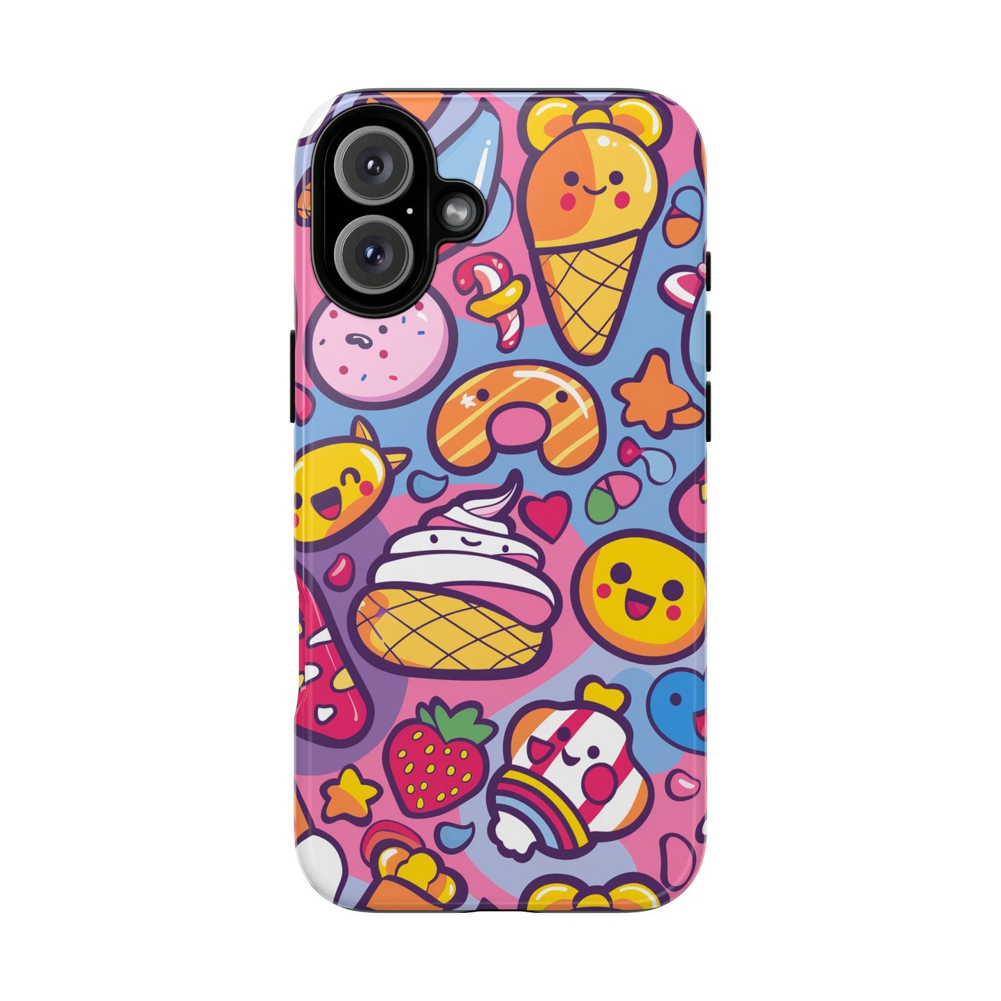 Kawaii Candyland Pattern iPhone 13 14 15 16 Pro Max Plus Case Wireless Charging Compatible Tough Cases Protection, Magnetic Phone Case for iPhone Classic Series