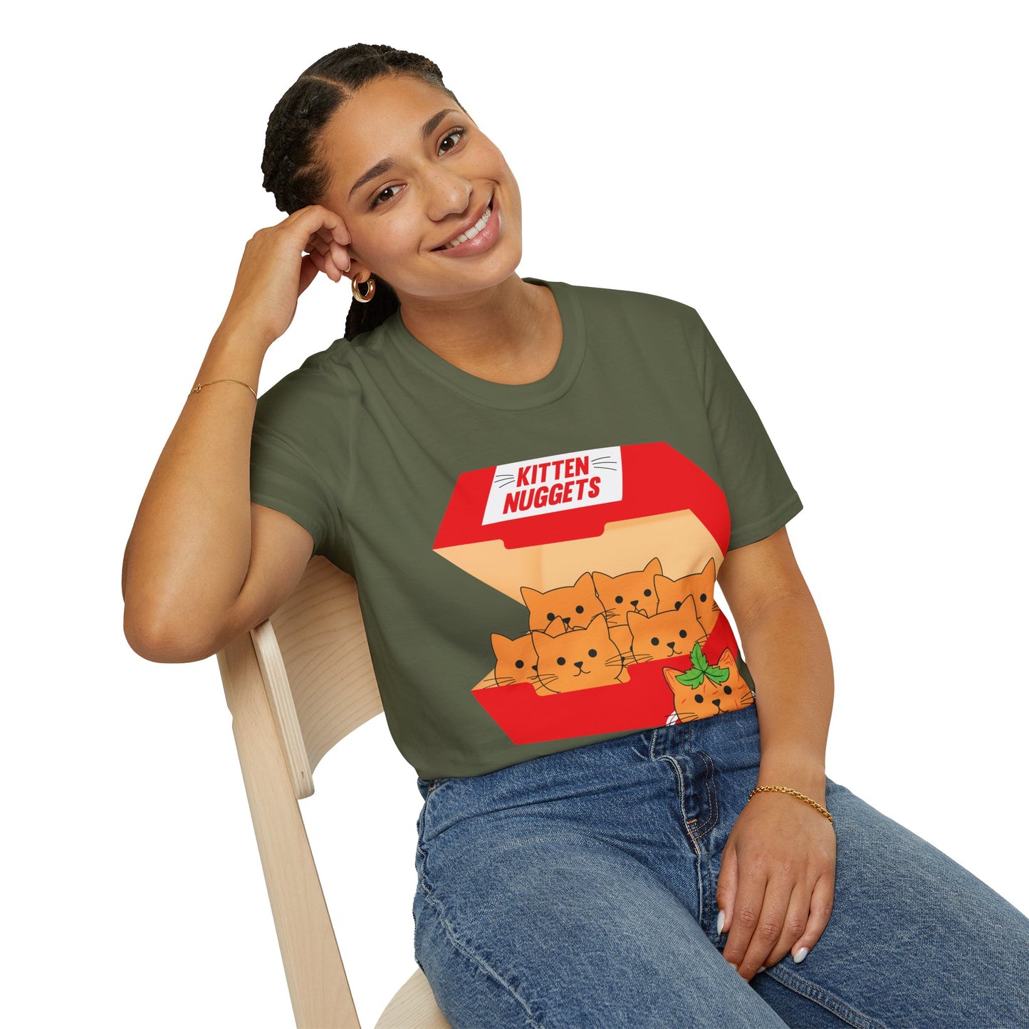 Funny Kitten Nuggets Food Pun Cat Lover Gift Chicken Nuggets T-Shirt For Men Women T-Shirt