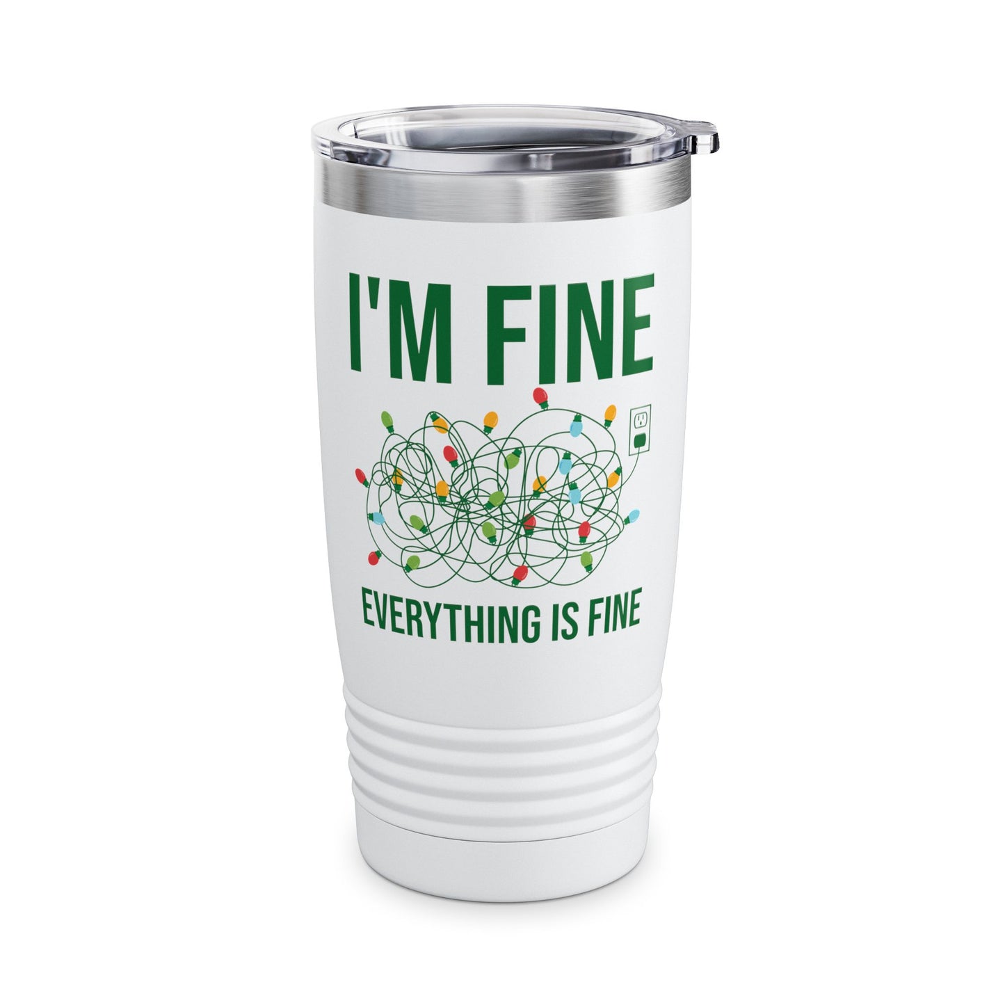 Funny I'm Fine Everything Is Fine Christmas Lights Xmas Tumbler Men Women