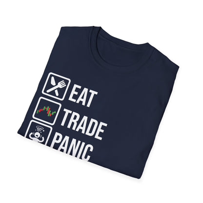 Eat Sleep Trade Panic Repeat Shirt Stock Market Trader Gift T-Shirt For Traders