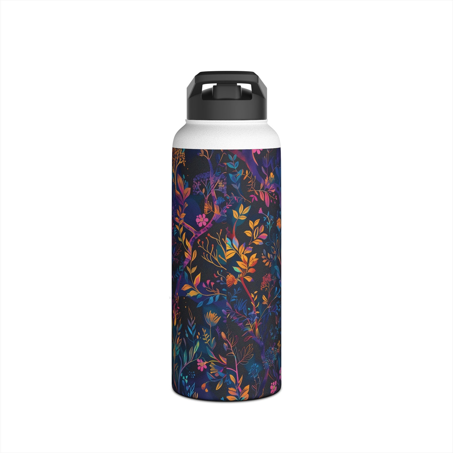 Mystical Forest Pattern Stainless Steel Water Bottle with Twist-on Lid and Double-Wall Vacuum Insulation