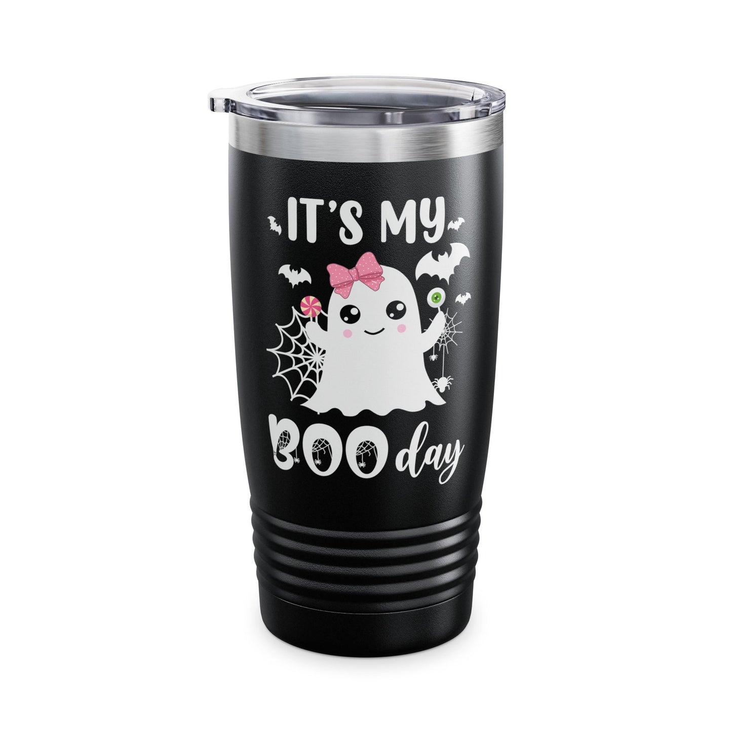 Funny Its My Boo Day Cute Birthday Ghost Pink Bow Funny Halloween Tumbler