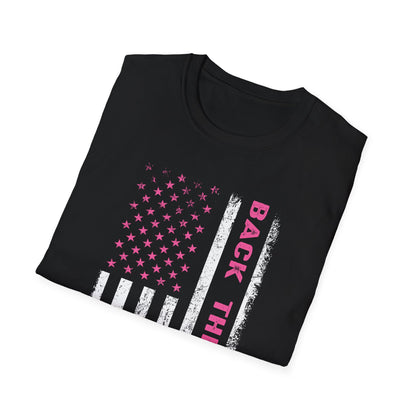 Back The Pink USA Flag Pink Breast Cancer Awareness October Tshirt