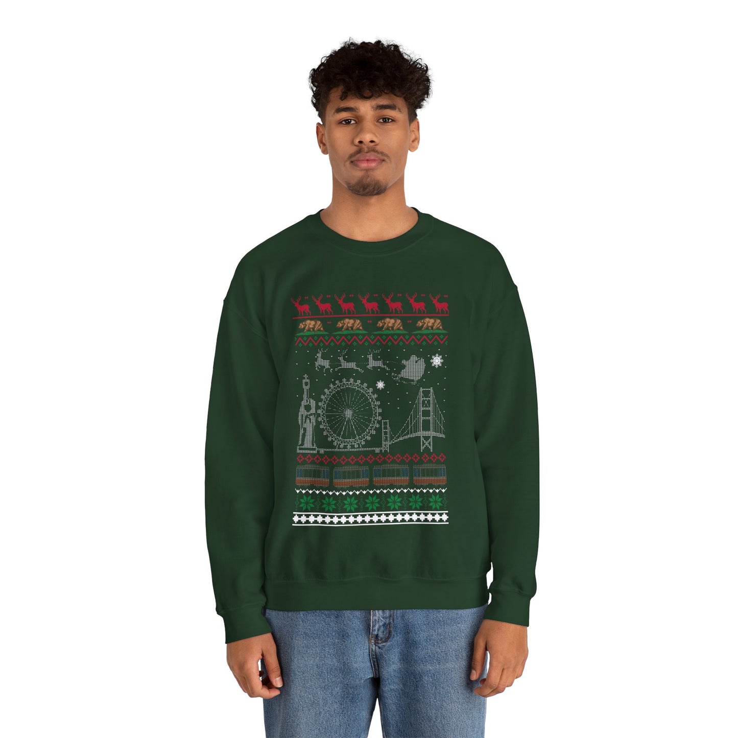 I Love California Christmas Santa, Reindeer Funny Ugly Christmas Jumper Sweatshirt