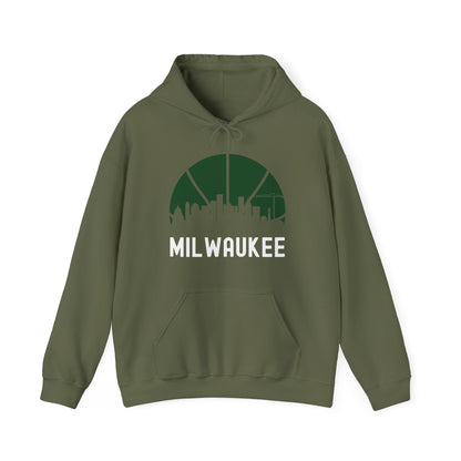 Milwaukee Skyline Wisconsin Cityscape Basketball B-Ball Retro Hoodie For Men Women