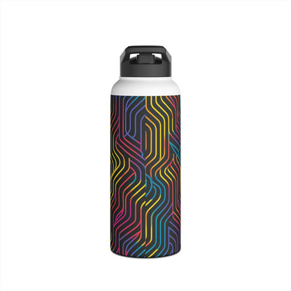 Geometric Illusion Vibrant Pattern Stainless Steel Water Bottle with Twist-on Lid and Double-Wall Vacuum Insulation