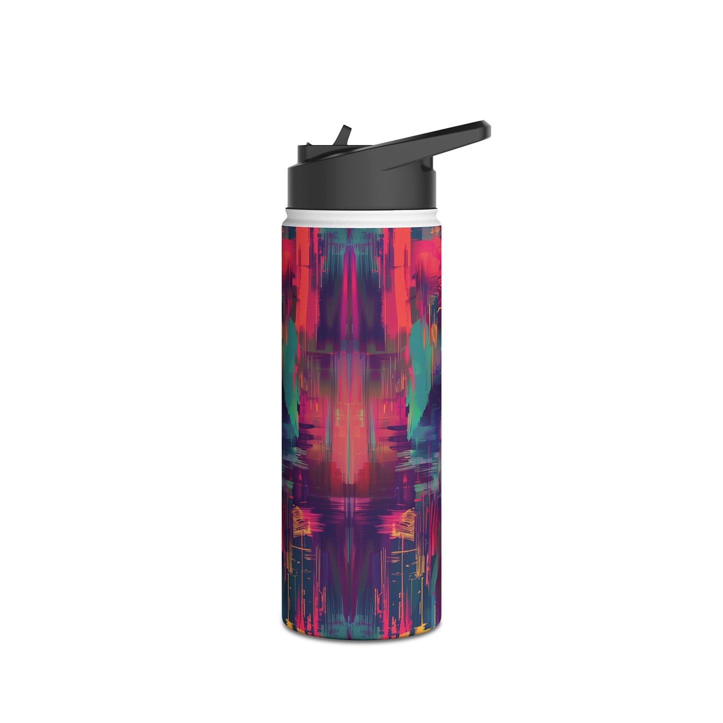 Glitch Art Pattern Stainless Steel Water Bottle with Twist-on Lid and Double-Wall Vacuum Insulation