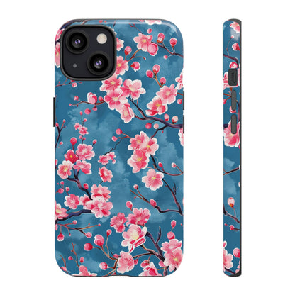 Sakura Blossoms Vibrant Colored iPhone 13 14 15 16 Pro Max Plus Case Wireless Charging Compatible Tough Cases Protection, Magnetic Phone Case for iPhone Classic Series