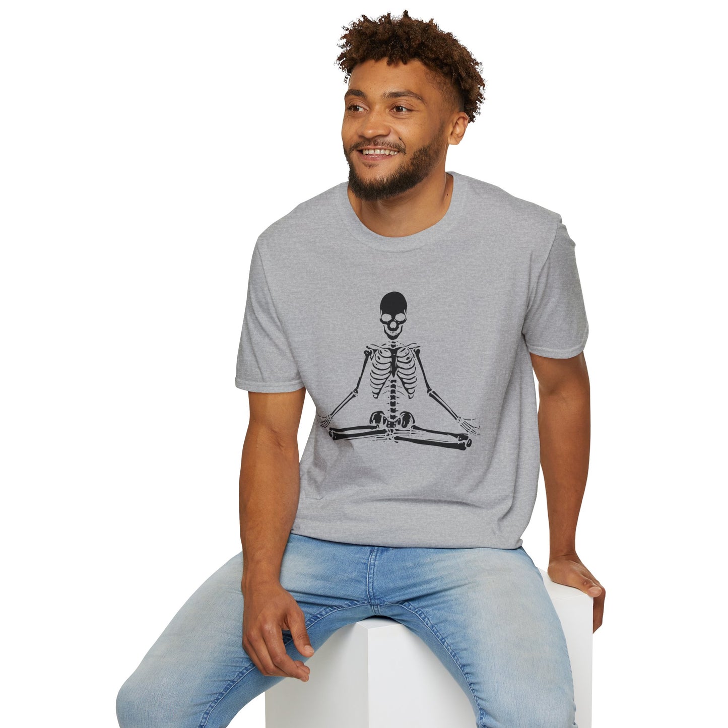 Meditating Skeleton Funny Freaky Yoga Zen Balance Halloween Costume Shirt for Men Women T-Shirt