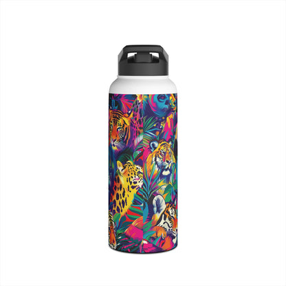Animal Collage Pattern Stainless Steel Water Bottle with Twist-on Lid and Double-Wall Vacuum Insulation