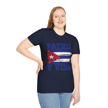 Cuba Patria y Vida Flag Distressed Vintage Cuban Flag T-Shirt For Men Women