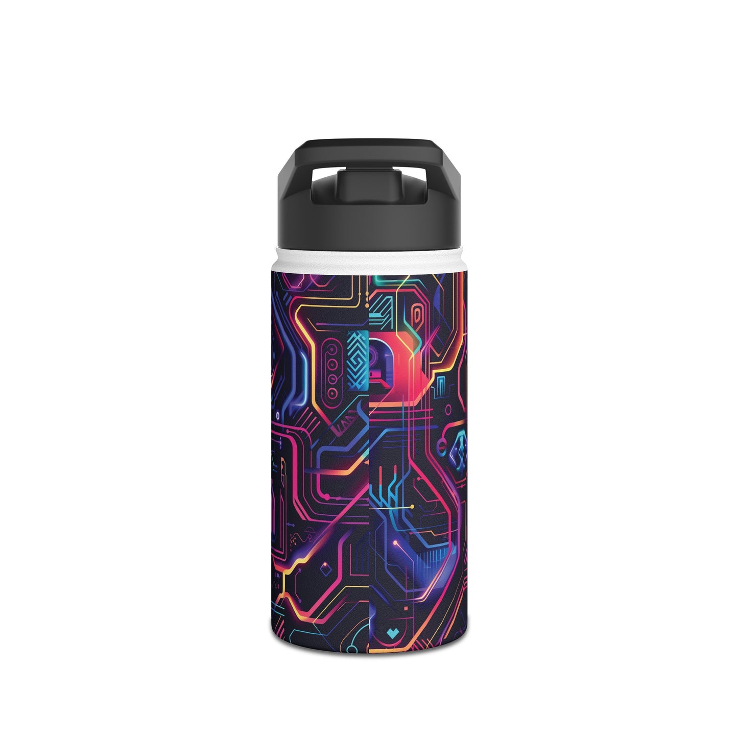 Cyberpunk Neon Vibrant Color Pattern Stainless Steel Water Bottle with Twist-on Lid and Double-Wall Vacuum Insulation