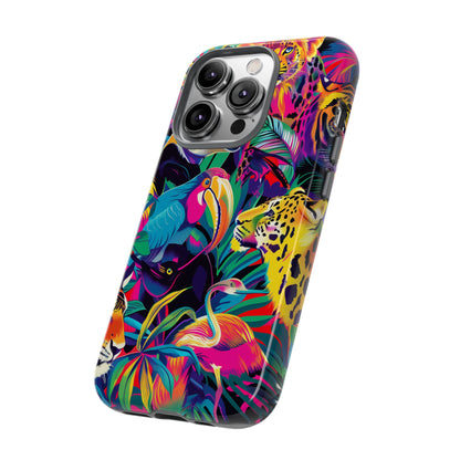 Animal Collage Pattern iPhone 13 14 15 16 Pro Max Plus Case Wireless Charging Compatible Tough Cases Protection, Magnetic Phone Case for iPhone Classic Series