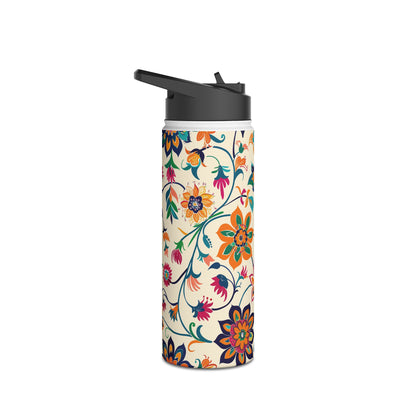 Fiesta Fiesta White Pattern Stainless Steel Water Bottle with Twist-on Lid and Double-Wall Vacuum Insulation