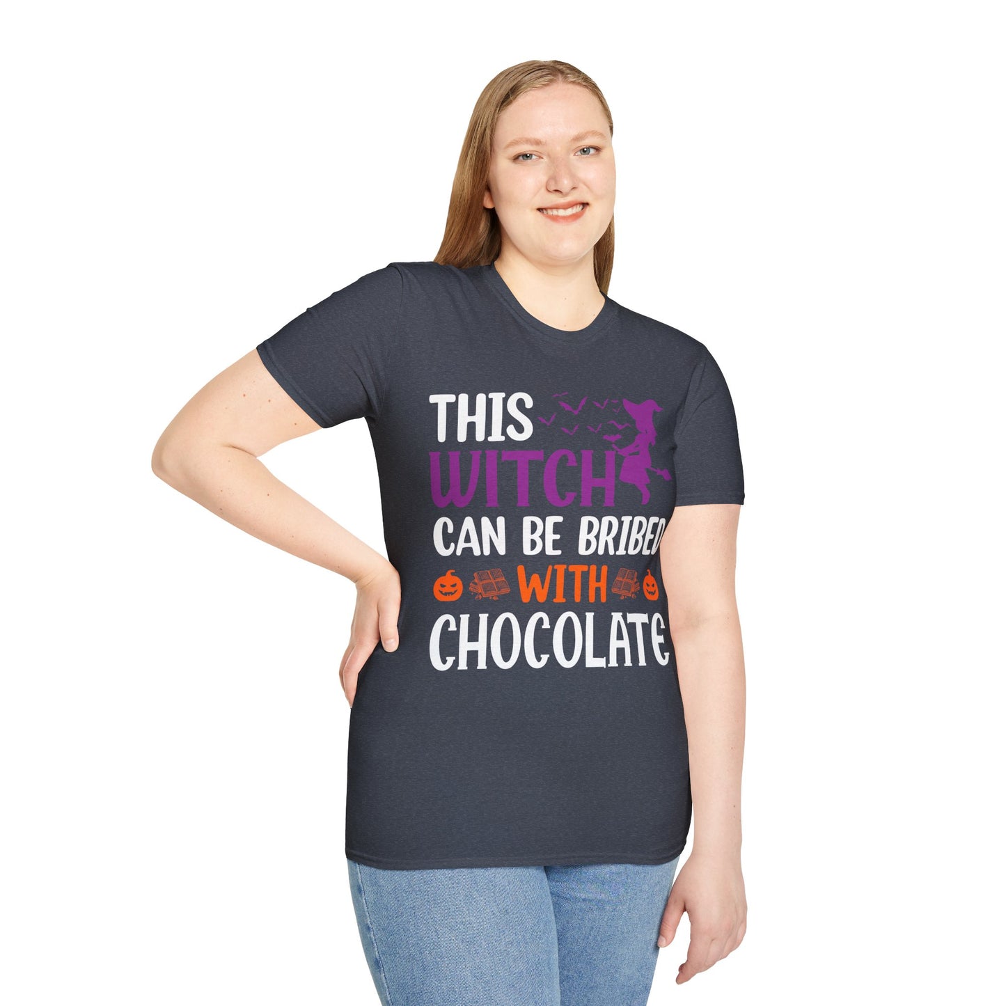 Funny Halloween This Witch Can Be Bribed With Chocolate Lovers Halloween Party T-Shirt Girls Women