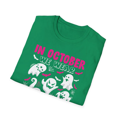 Groovy Wear Pink Breast Cancer Warrior Cute Ghost Halloween T-Shirt